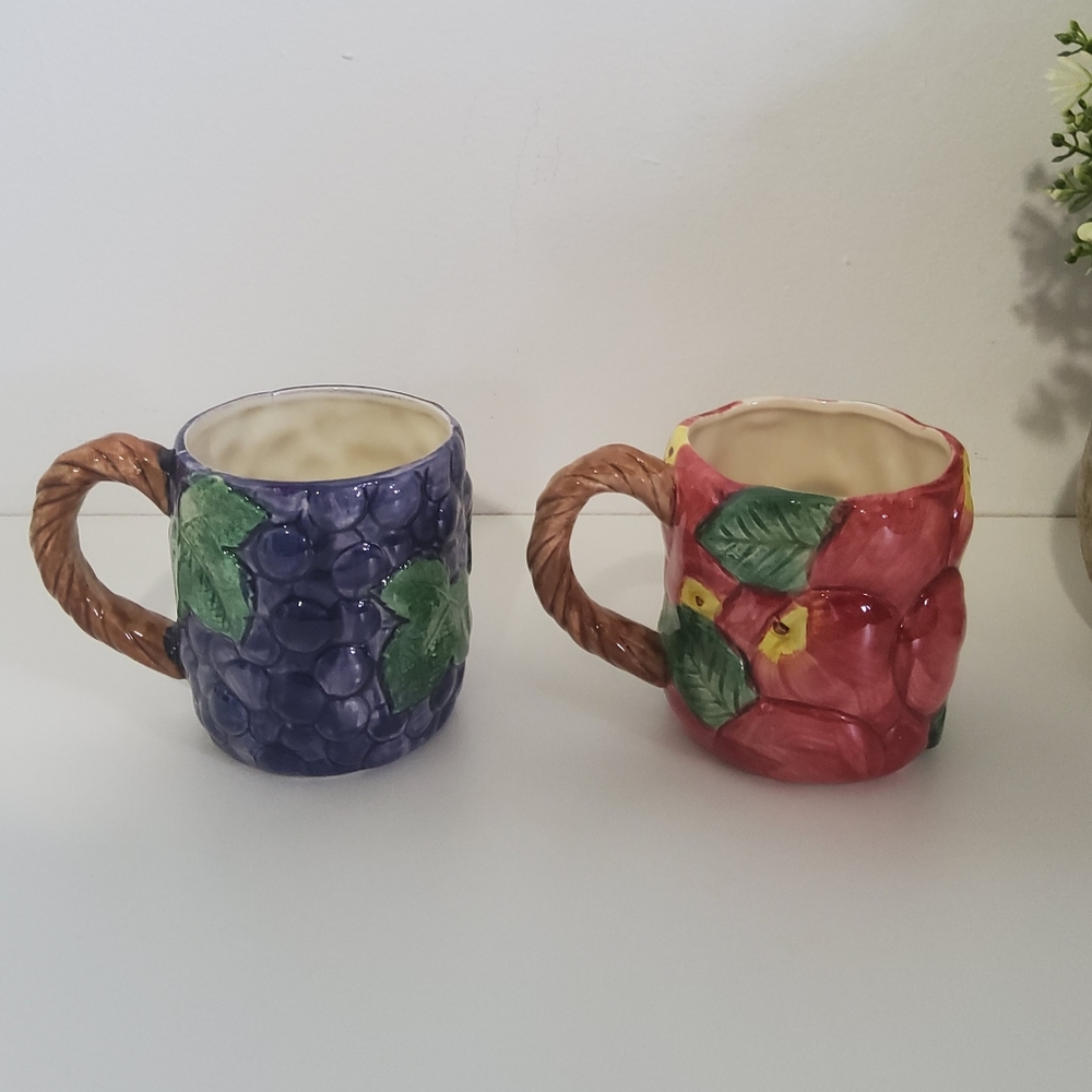 Vintage Fitz and Floyd Ceramic Mugs, set of two